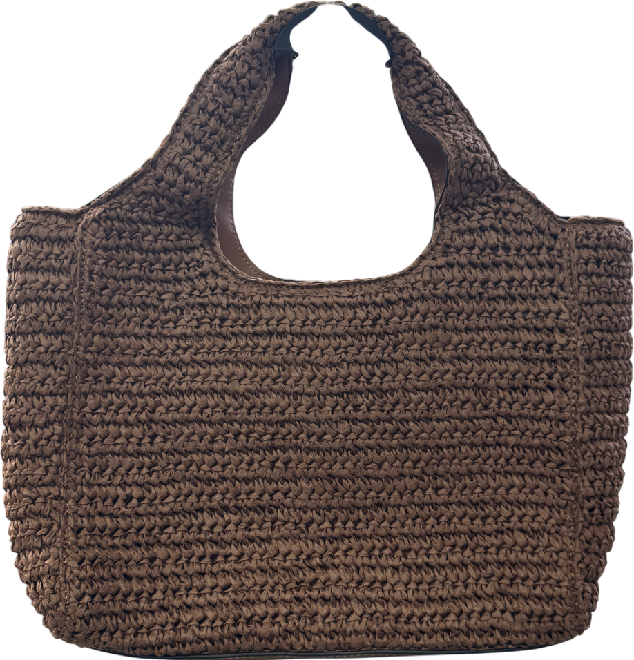 M&S Brown Straw Top Handle Bag One Size