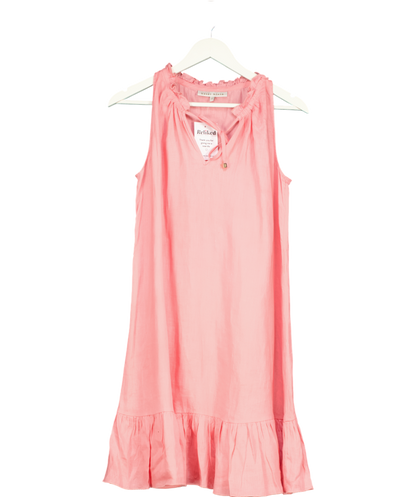 Heidi Klein Pink Ruffle Mini Dress 100% Linen UK S