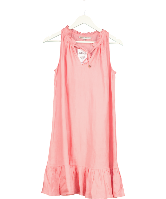 Heidi Klein Pink Ruffle Mini Dress 100% Linen UK S