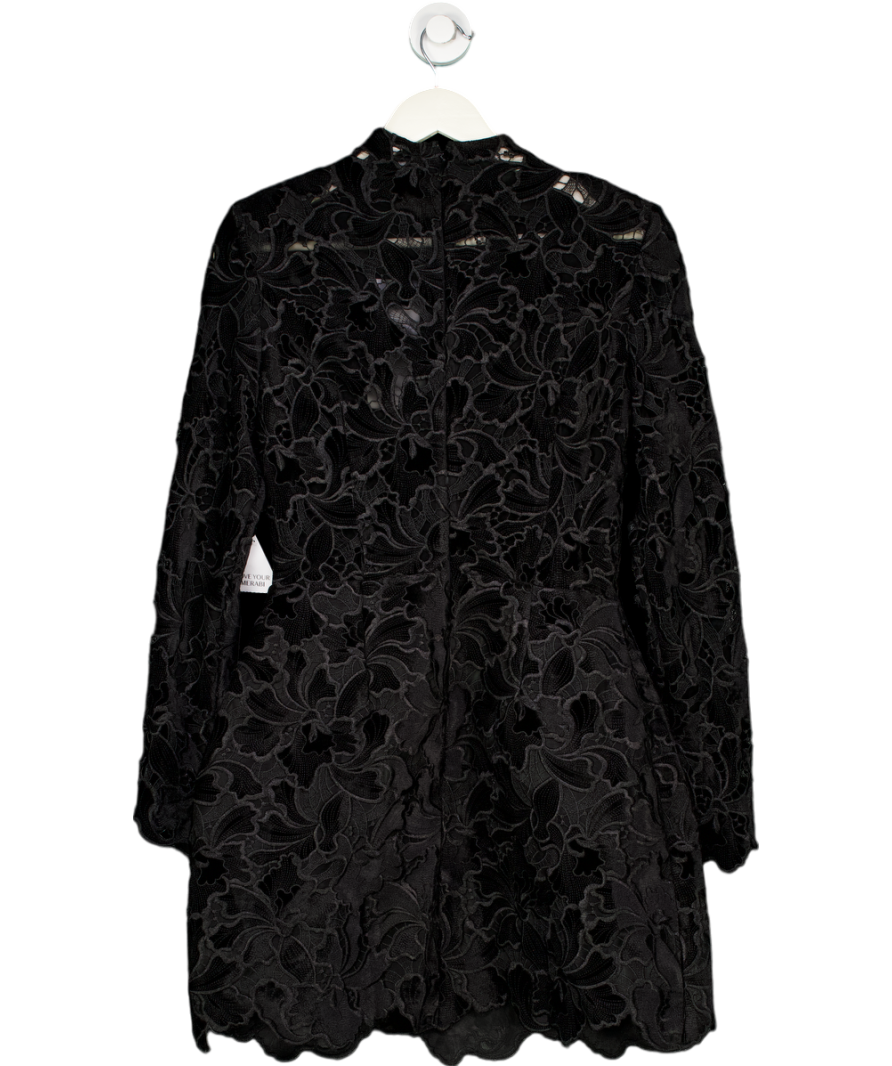 Nadine Merabi Black Lydia Embroidered Lace Tulip Shape Dress UK 10
