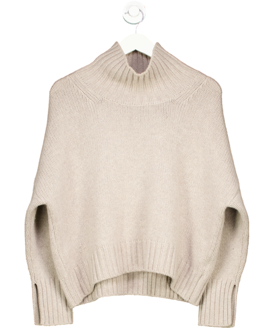 Soft Goat Beige Girlfriend Turtleneck Chunky Cashmere Turtleneck UK S