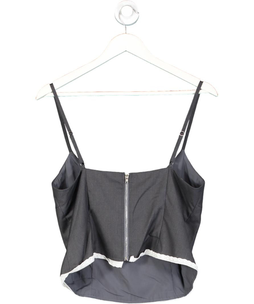 White Fox Grey Strappy Top With Flower Lace Detailing UK XL