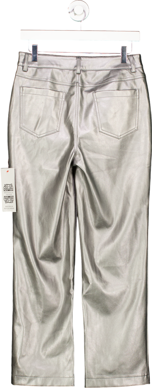 Never Fully Dressed Gunmetal Vegan Leather Trousers UK 10