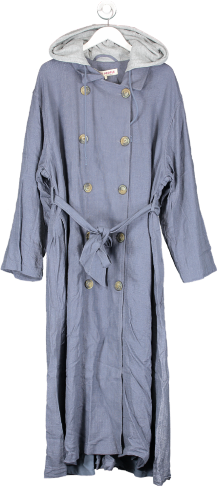 Free People Blue Charlie Trench In Moonlight UK L
