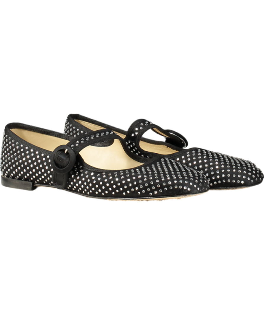 Repetto Paris Black Crystal Embellished Georgia Square-toe Mary Janes UK 5.5 EU 38.5 👠