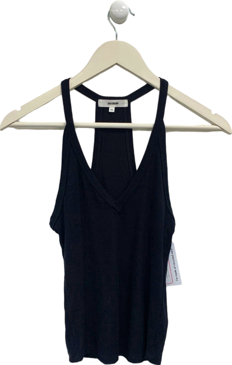 Joah Brown Black Ribbed Tank Top UK XS/S
