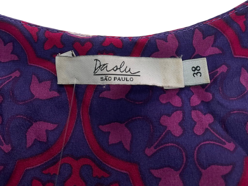 Daslu Purple Floral Tiered Maxi Dress UK 10