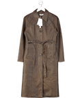 KIJUN Brown Stitched Faux-leather Coat UK M