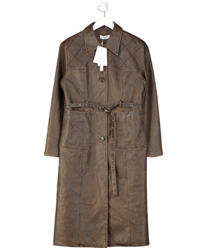 KIJUN Brown Stitched Faux-leather Coat UK M