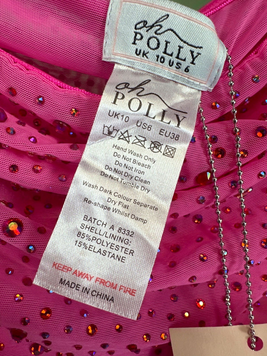 Oh Polly Embellished Lace-Up Off-Shoulder Mini Dress in Bubblegum Pink UK 10