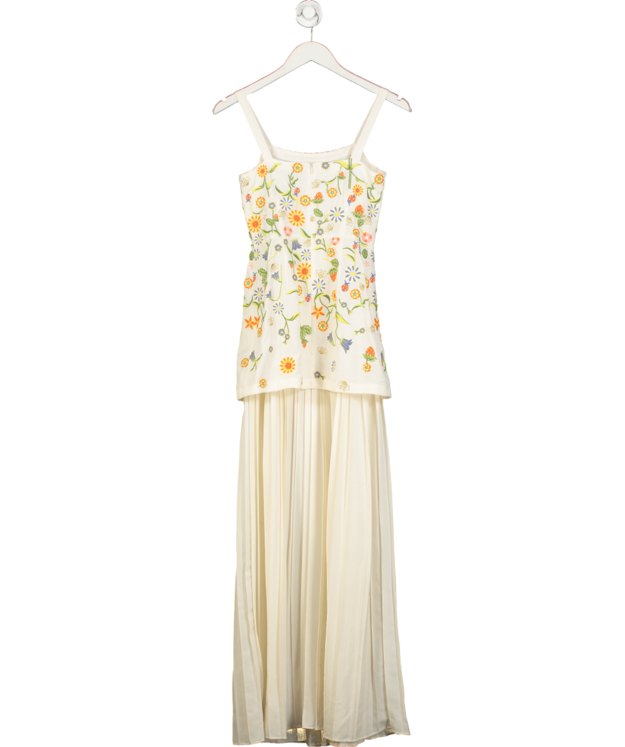 Aarabhi London Cream Embroidered Maxi Dress UK 6