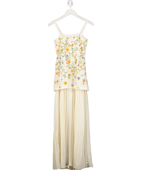 Aarabhi London Cream Embroidered Maxi Dress UK 6