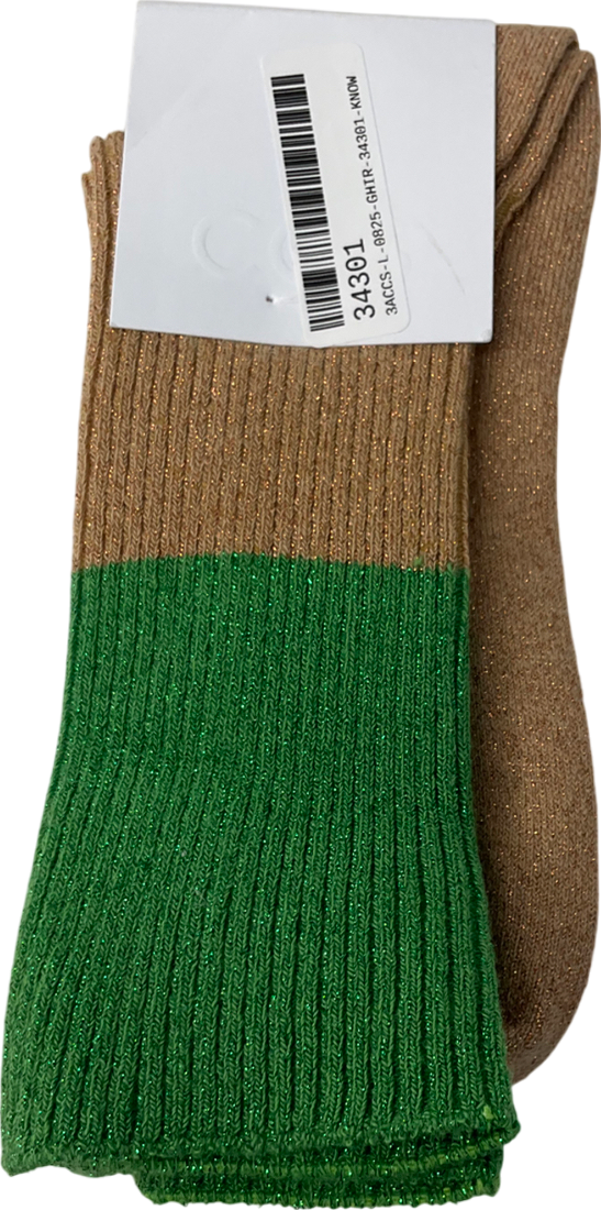 cos Metallic Pair Of Sock Green And Gold Glitter UK 3 EU 36 👠