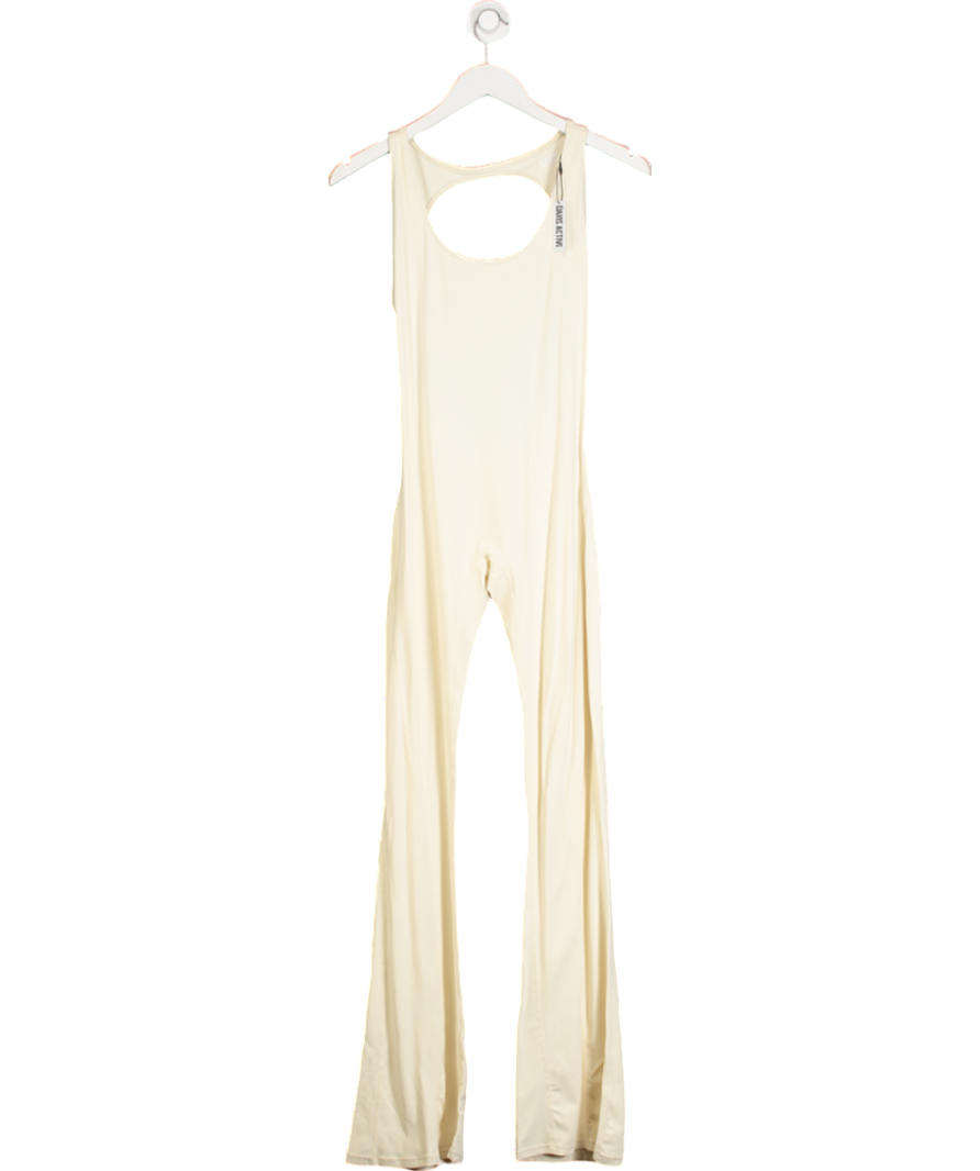 Davis Active Cream Backless Flare Jumpsuit UK M/L