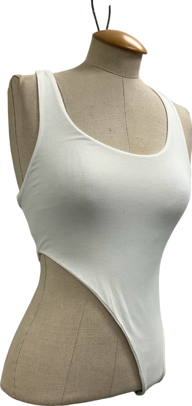 Bayse White Asymmetric Bodysuit UK XS