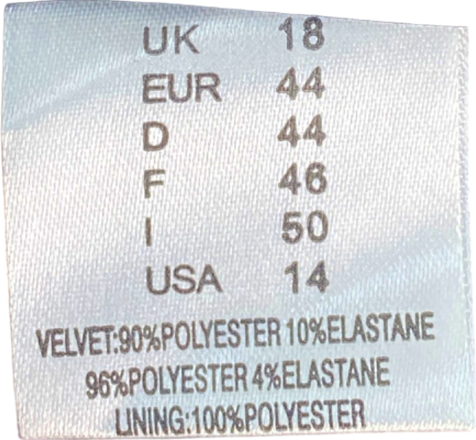 Gina Bacconi Black Velvet Sleeveless Shift Dress UK 18