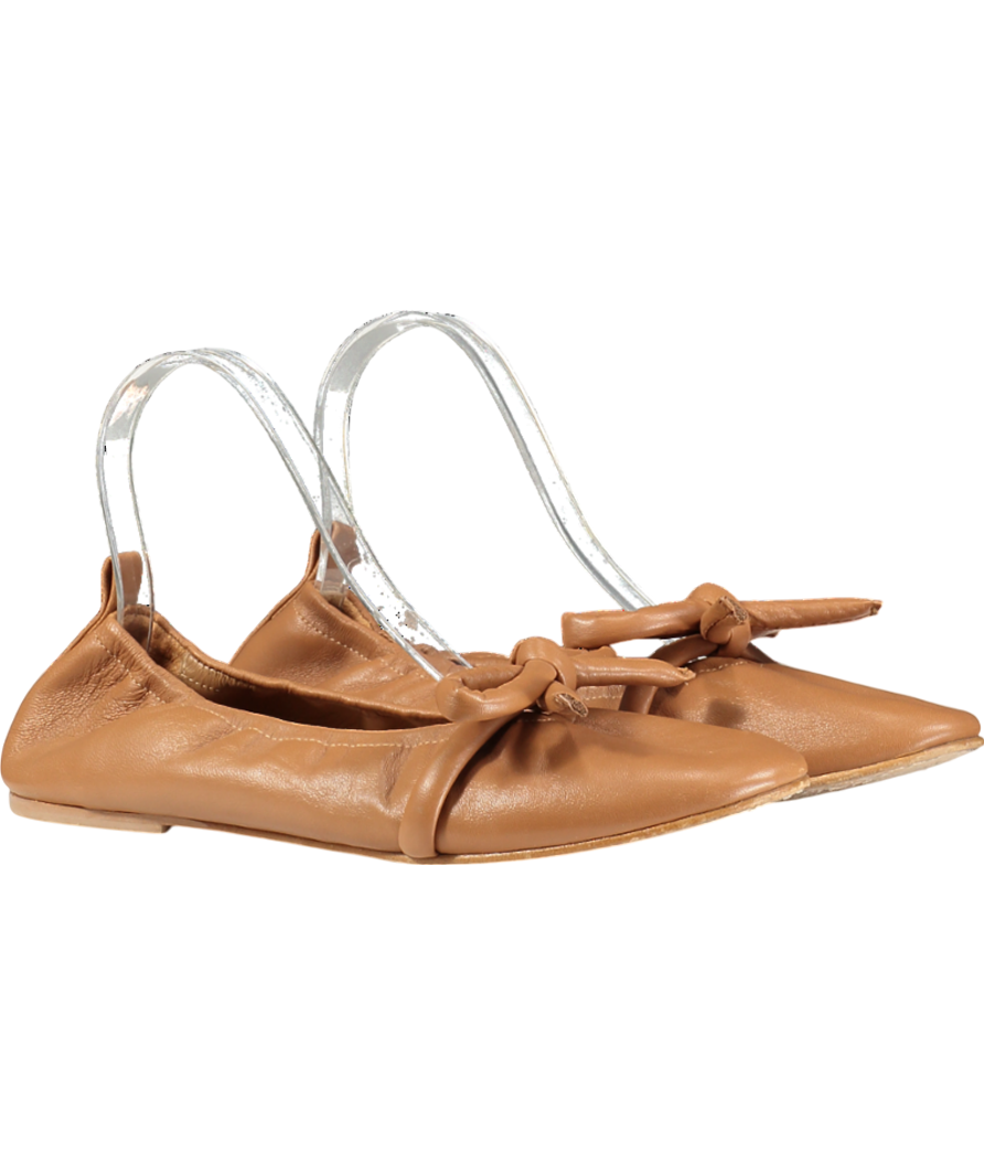 Flattered Brown Polly Flat Leather Ballet Pumps UK 7 EU 40 👠