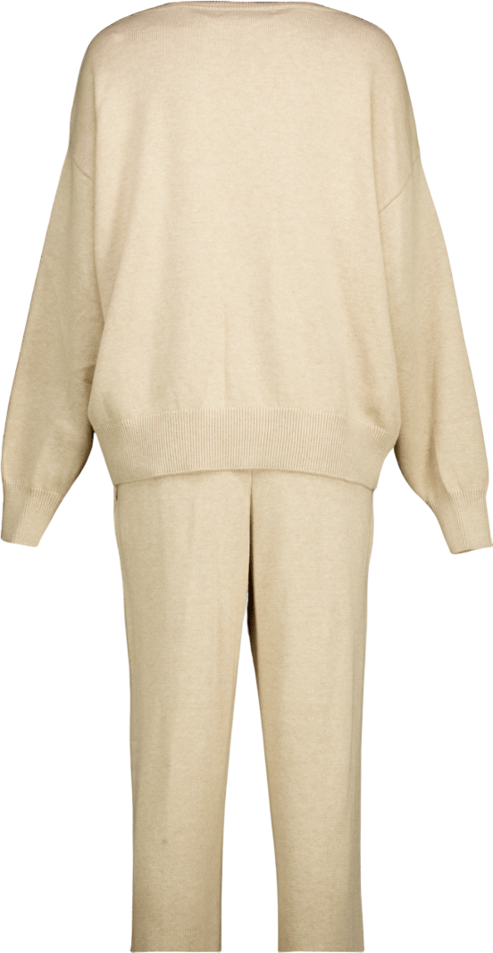 FREE PEOPLE BEACH 2-piece Knitted Beige Solar Sweater Lounge Set UK L