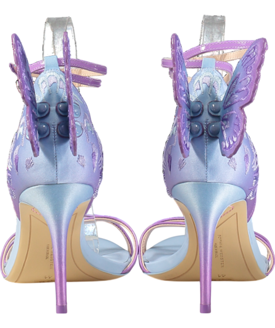 Sophia Webster Blue / Lilac Chiara Embroidered Satin Heeled Sandals UK 8 EU 41 👠