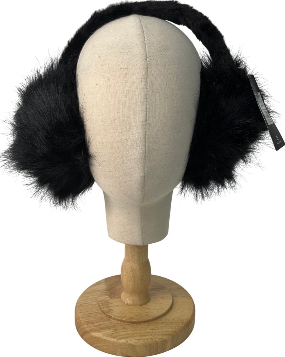 my accessories london Black Fluffy Faux-fur Earmuffs One Size