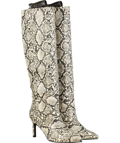 Billini Natural Xanthia Cream Snake Print Knee-high Boots UK 6