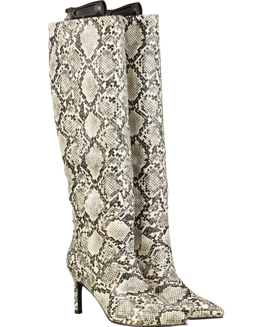 Billini Natural Xanthia Cream Snake Print Knee-high Boots UK 6