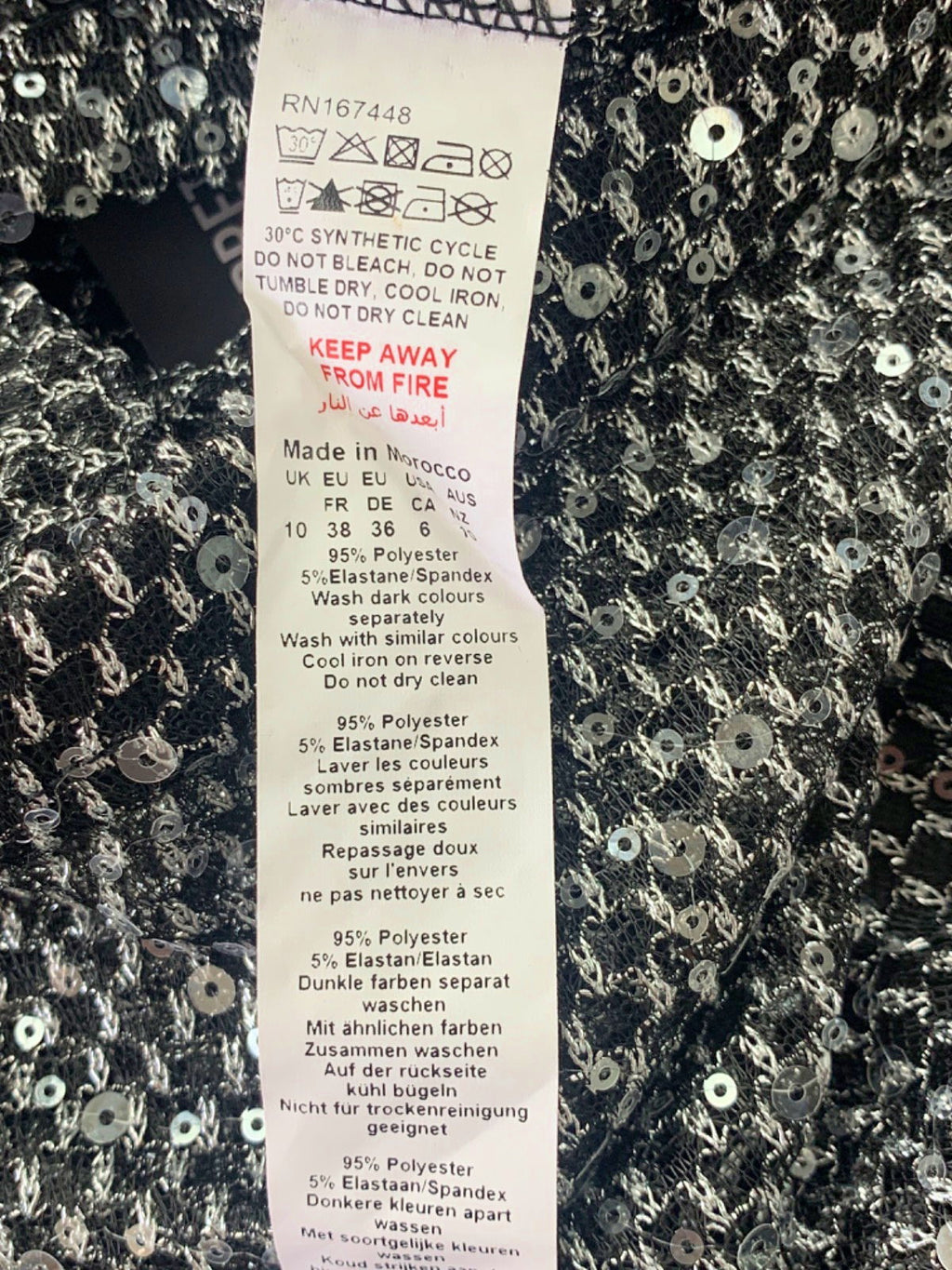 PrettyLittleThing Black Sequin Sheer Mini Skirt UK 10