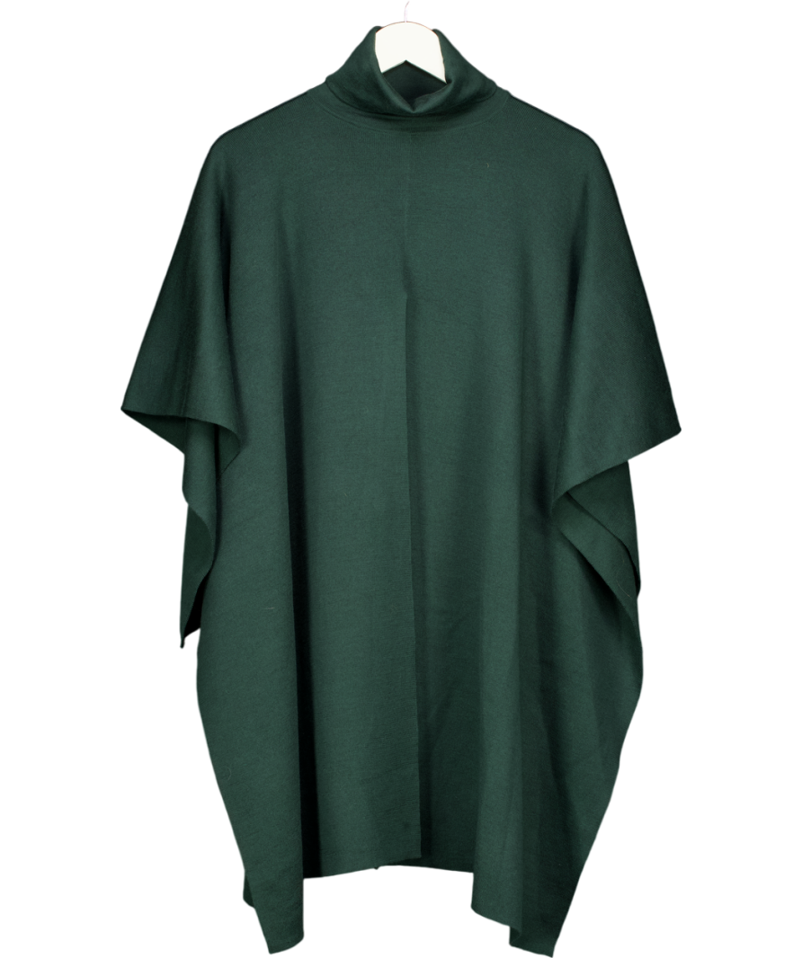 cos Green Wool Blend Turtleneck Shawl Sweater One Size