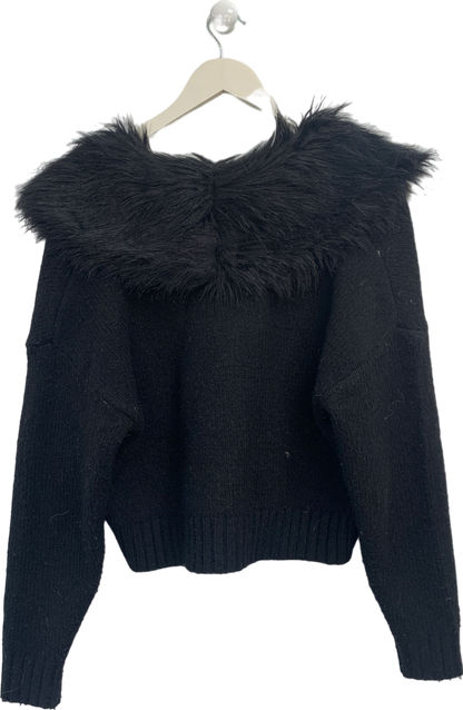 River Island Black Faux Fur Collar Cardigan UK S