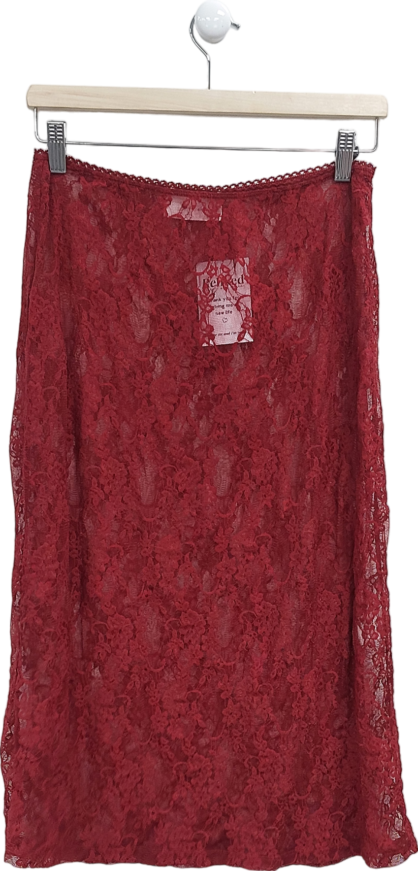 Hosbjerg Red Lace Midi Skirt UK S
