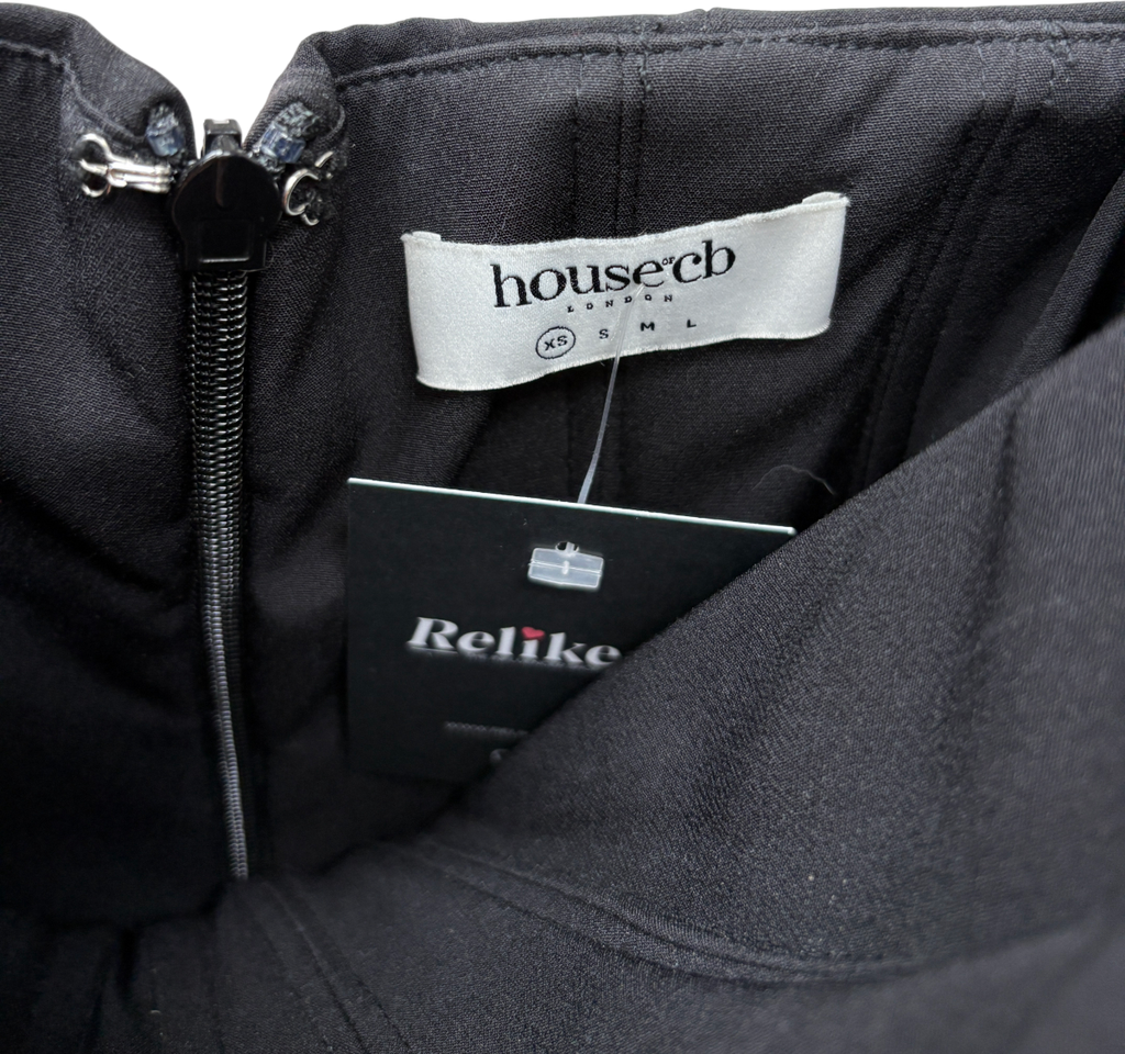 House of CB Black Sabine Strapless Corset Maxi Dress UK XS