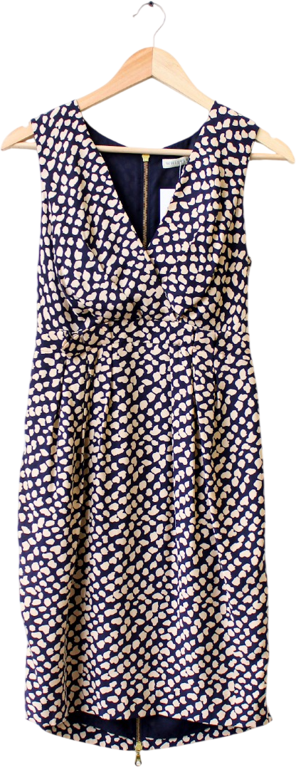 Whistles Navy Blue Ellie Animal Printed Dress UK 8