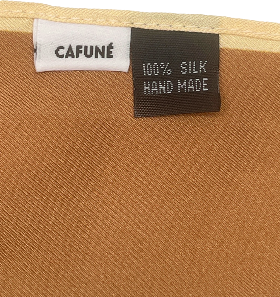 Cafuné Brown and Beige Printed Silk Scarf