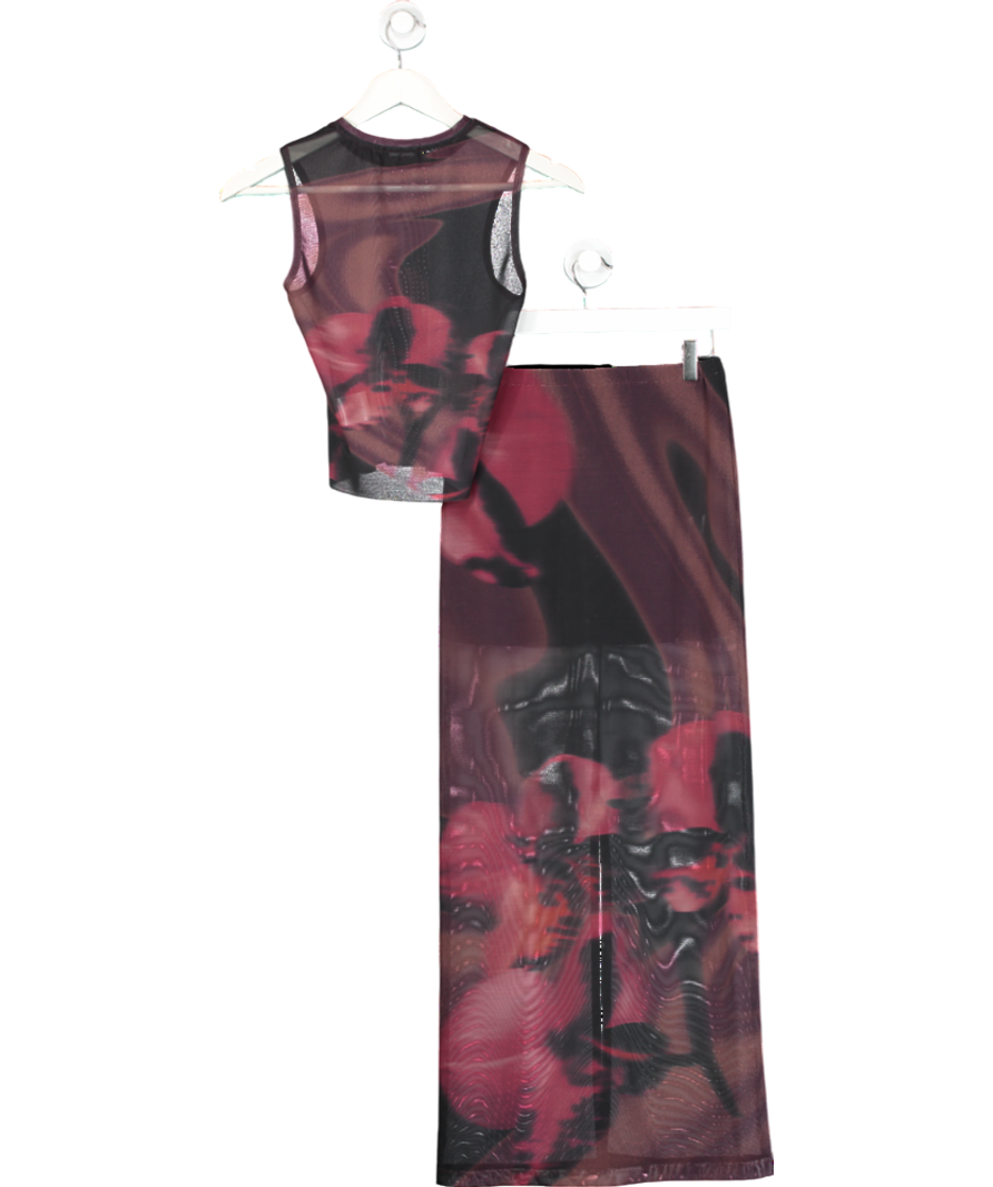 With Harper Lu Multicoloured Mottled Mesh Maxi Skirt And Top UK XS