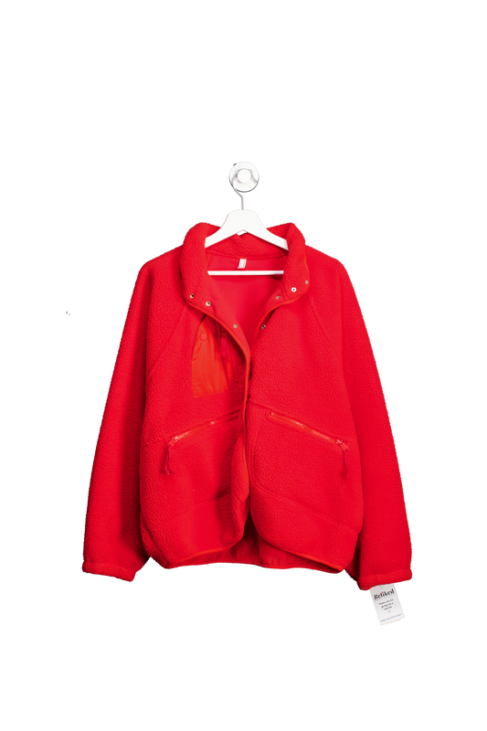 Free People Red Hit The Slopes Fleece Jacket UK XL