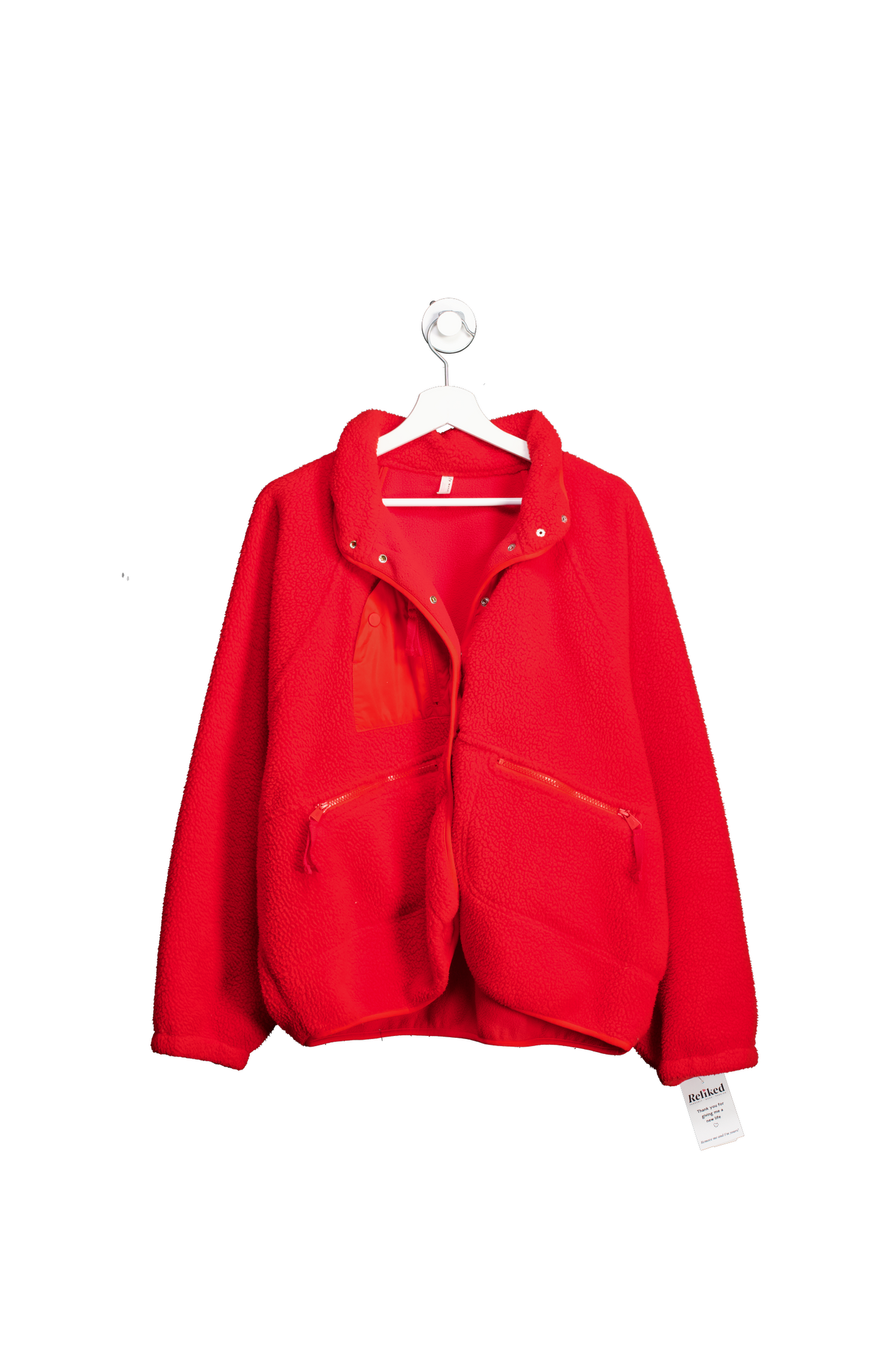 Free People Red Hit The Slopes Fleece Jacket UK XL