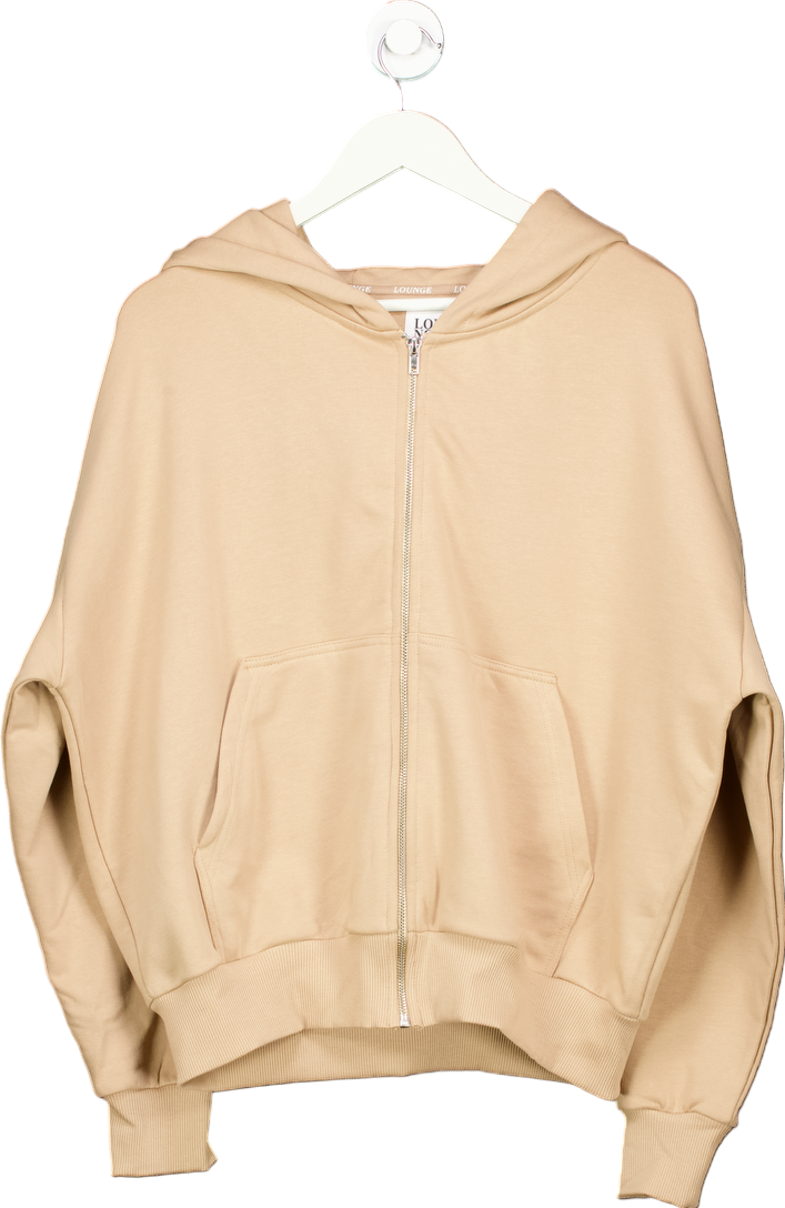 Lounge Beige Zip-Up Hoodie UK XS