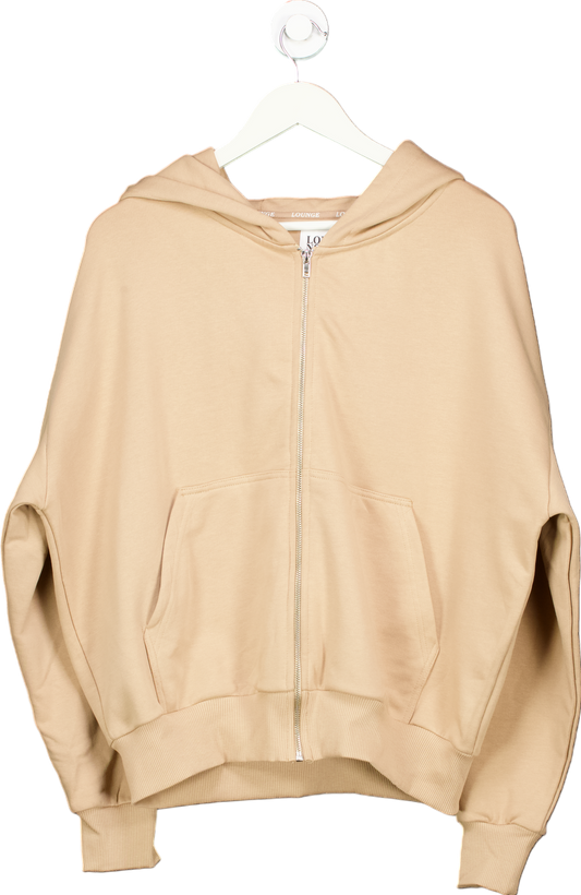 Lounge Beige Zip-Up Hoodie UK XS