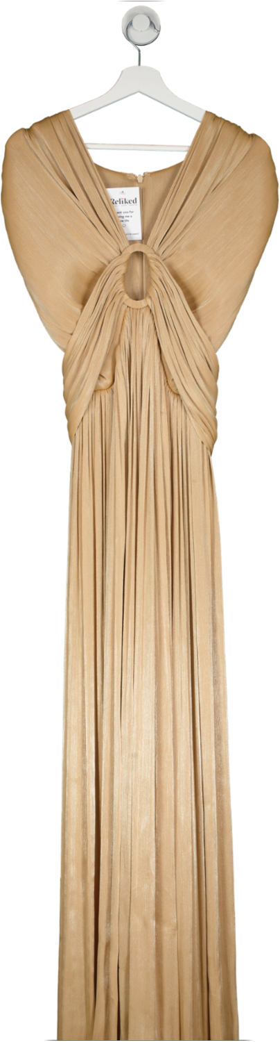 costarellos Beige Cut-out Pleated Gown UK 6