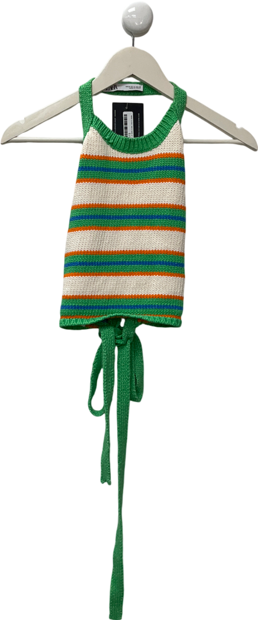 ZARA Multicoloured Backless Crochet Top UK M