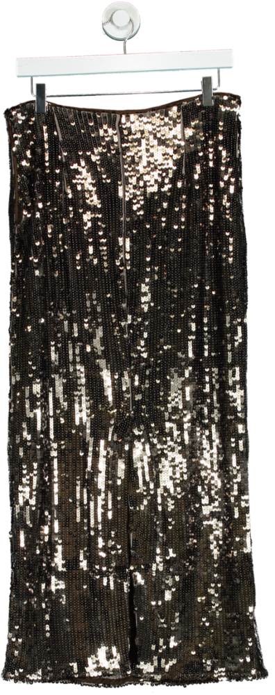 Karen Millen Gun Metal Sequin Woven Midi Skirt UK 12