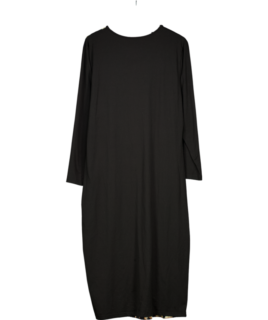 Black Leopard Patchwork Long Sleeved Maxi Dress UK XXXL