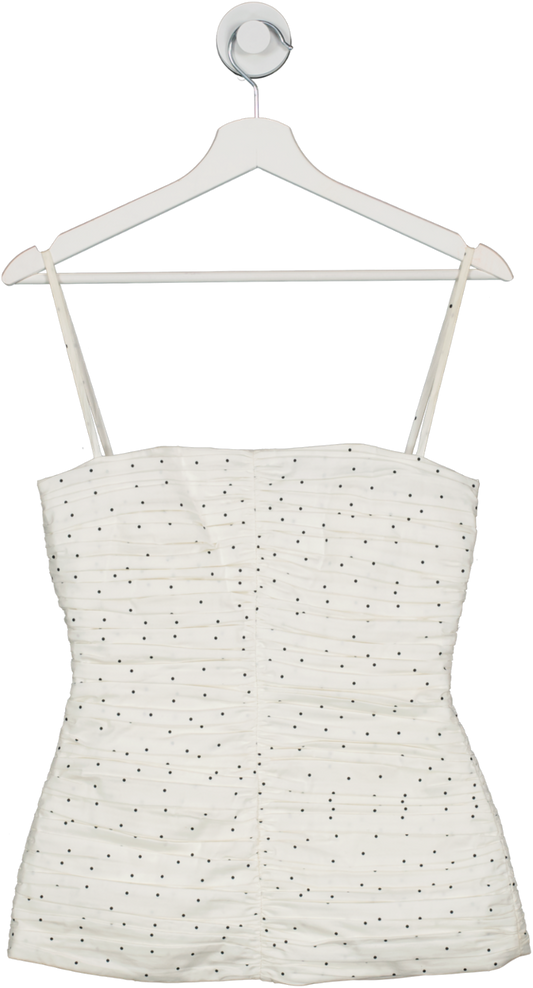 TOVE Vivian Ruched Polka-dot Organic Cotton Top In White UK 8