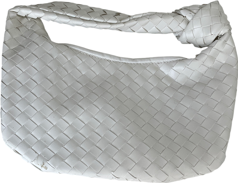 White Woven Top Handle Bag One Size