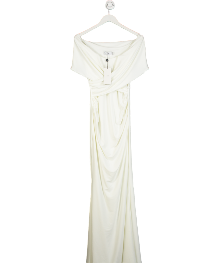 Club L White Bardot Wrap Neckline Maternity Maxi Dress UK 10