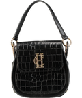 Holland Cooper Black Croc Leather Chelsea Saddle Bag