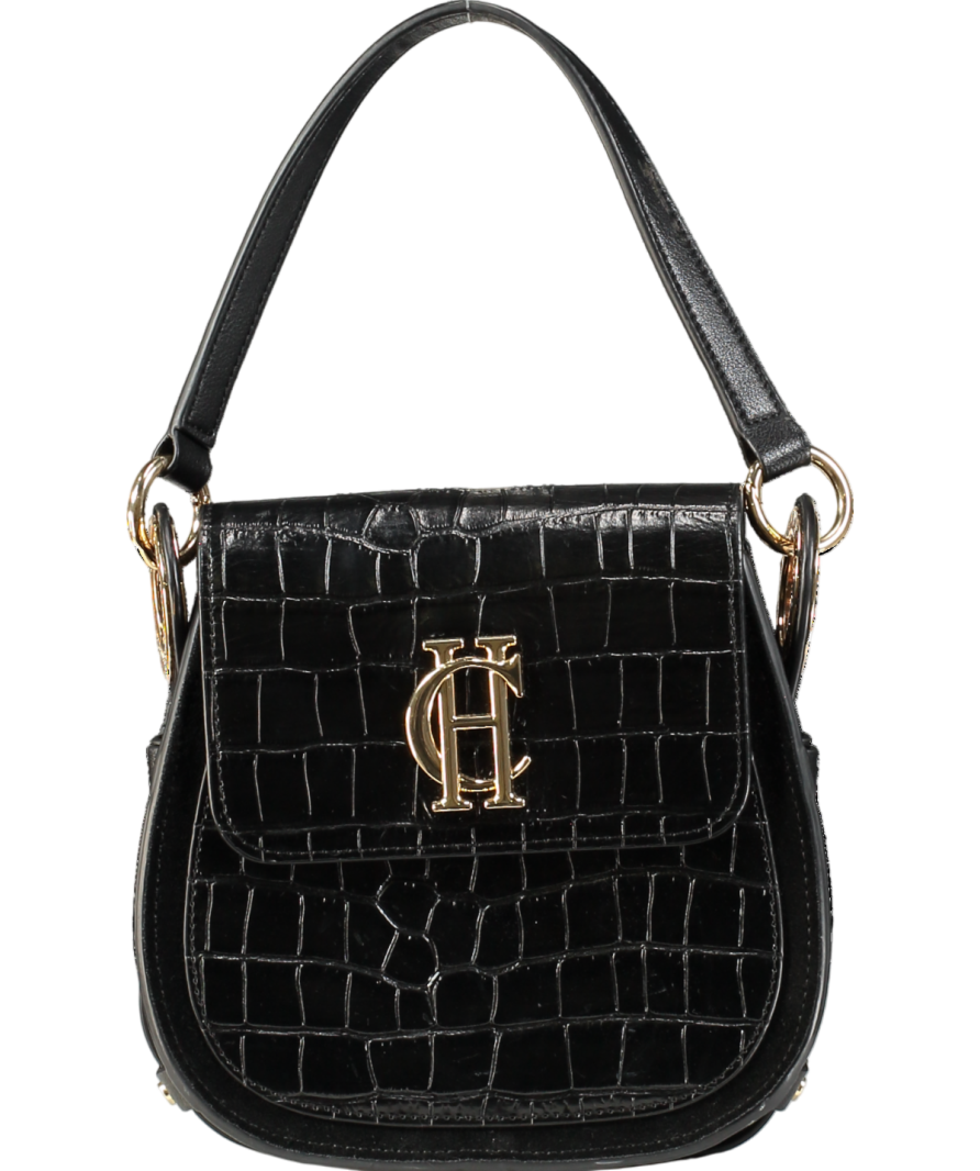 Holland Cooper Black Croc Leather Chelsea Saddle Bag