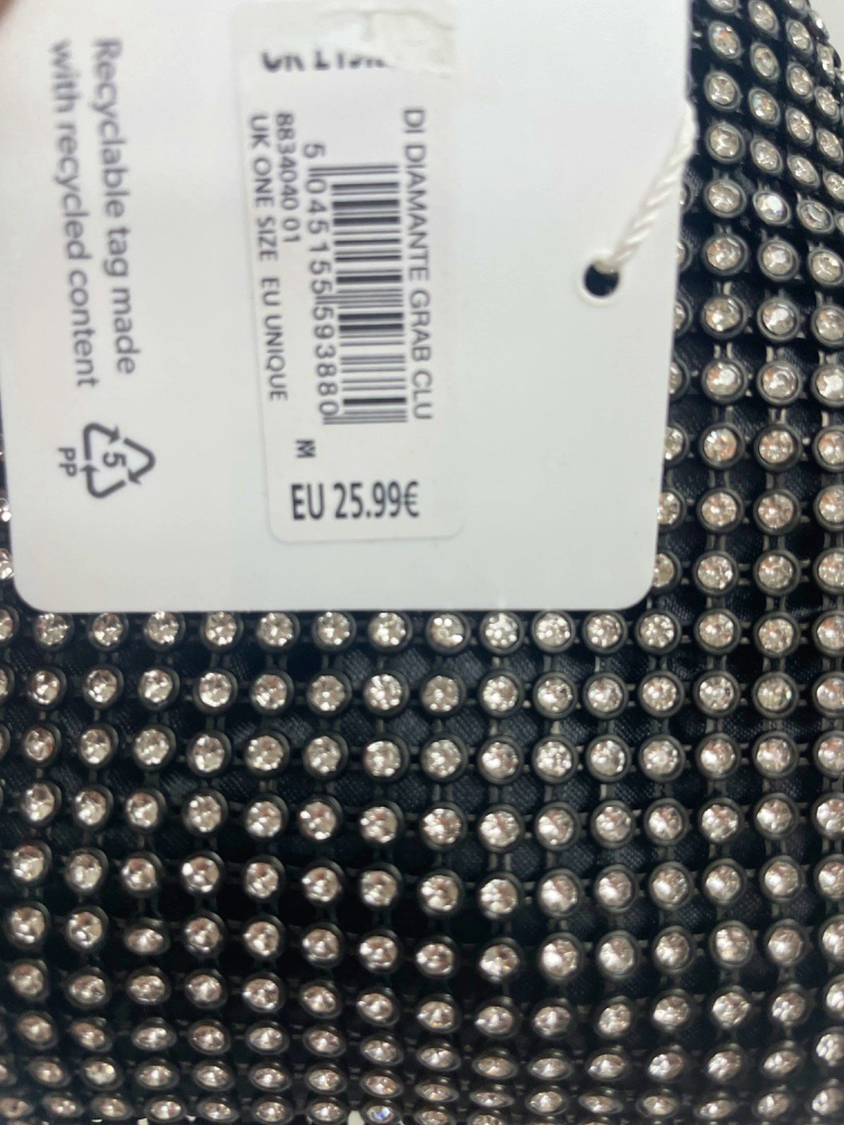 New Look Black Diamante Grab Clutch One Size