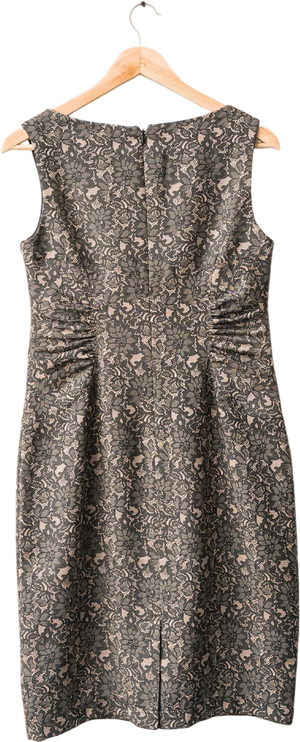 Adrianna Papell Sleeveless Black / Nude Lace Print Cocktail Dress UK 10