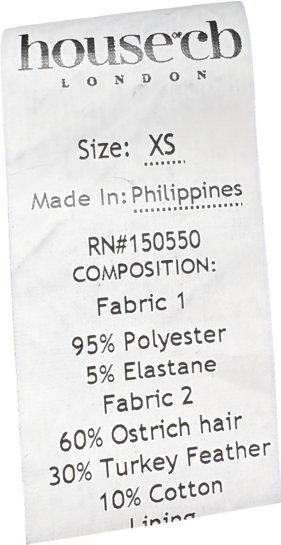 House of CB Black Velvet Feather Trim Mini Dress UK XS